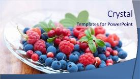  Presentation with berries - Amazing PPT layouts having blue food - fresh berries backdrop and a sky blue colored foreground