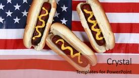  Presentation with mustard yellow - Colorful slide deck enhanced with blue food - hot dog a pipping hot backdrop and a red colored foreground