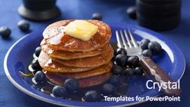  Presentation with syrup - Cool new presentation theme with blue food - pancakes with syrup and blueberry backdrop and a  colored foreground