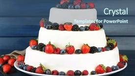  Presentation with berries - Colorful presentation design enhanced with blue fruits - beautiful wedding cake with berries backdrop and a ocean colored foreground