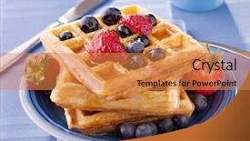  Presentation with waffles - Slide deck featuring blue fruits - blueberry waffles with strawberries background and a coral colored foreground
