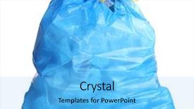  Presentation with garbage - PPT layouts having blue garbage bag with trash background and a light blue colored foreground