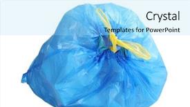  Presentation with garbage - Audience pleasing PPT theme consisting of blue garbage bag with trash backdrop and a arctic colored foreground