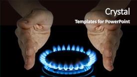  Presentation with black hands - Presentation theme having blue gas in hands background and a wine colored foreground