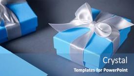  Presentation with blue ribbon - Slide set featuring blue-gift-boxes background and a teal colored foreground