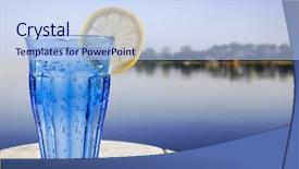  Presentation with water glass - Theme enhanced with blue glass with sparkling water background and a light blue colored foreground