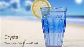  Presentation with water glass - Beautiful presentation featuring blue glass with sparkling water backdrop and a  colored foreground