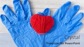  Presentation with red white blue - Theme having blue-gloves-and-red-heart background and a teal colored foreground