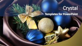  Presentation with decor - Beautiful presentation featuring blue gold - beautiful christmas decor on brown backdrop and a ocean colored foreground