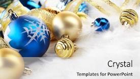  Presentation with blue gold - Slides featuring blue gold - christmas balls background and a white colored foreground