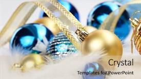 Presentation with blue gold - Cool new PPT layouts with blue gold - christmas balls backdrop and a soft green colored foreground