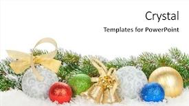  Presentation with snow tree - Audience pleasing slide deck consisting of blue gold - christmas colorful decor and snow backdrop and a white colored foreground
