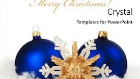  Presentation with decoration - PPT theme featuring blue gold - christmas decoration background and a white colored foreground