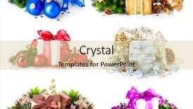  Presentation with design christmas holiday - Beautiful PPT theme featuring blue gold - christmas gift box set collage backdrop and a lemonade colored foreground