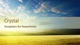  Presentation with blue gold - PPT layouts consisting of blue gold - field of barley and sunset background and a cream colored foreground