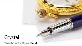  Presentation with envelope - Slide set enhanced with blue gold - watch and pen at envelope background and a white colored foreground