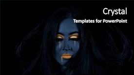  Presentation with blue professional - Slide deck having blue gold skin girl face background and a black colored foreground