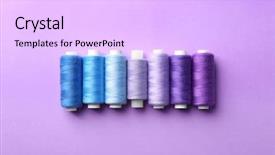  Presentation with analysis risk top view - Audience pleasing presentation theme consisting of blue gradient - set of sewing threads backdrop and a lavender colored foreground