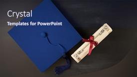  Presentation with certificate - Amazing slide set having blue-graduates-hat-and-certificate backdrop and a navy blue colored foreground