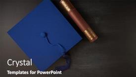  Presentation with certificate - Slide set with blue-graduates-hat-and-certificate background and a dark gray colored foreground