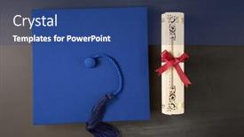  Presentation with certificate - Colorful presentation design enhanced with blue-graduates-hat-and-certificate backdrop and a ocean colored foreground