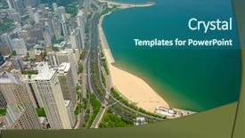  Presentation with chicago - Colorful PPT layouts enhanced with chicago skyline aerial view no brand names or copyright objects backdrop and a ocean colored foreground