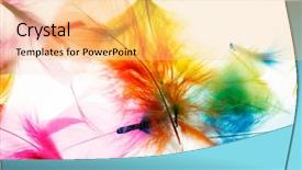  Presentation with blue green - Slides with blue green - colorful feathers background and a yellow colored foreground