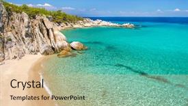  Presentation with cliff - PPT theme featuring blue green - rocky cliff above the beautiful background and a lemonade colored foreground