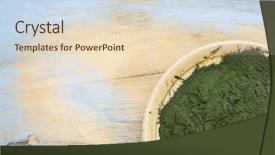  Presentation with spirulina - Beautiful slides featuring blue green - small bowl of hawaiian spirulina backdrop and a lemonade colored foreground