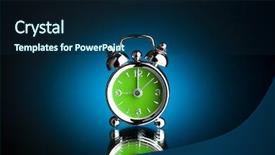  Presentation with alarm - Amazing PPT theme having blue green circle - alarm clock backdrop and a navy blue colored foreground