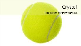  Presentation with tennis - PPT theme featuring blue green circle - tennis ball isolated on white background and a yellow colored foreground