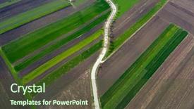  Presentation with agriculture - Cool new presentation design with blue green curves - aerial view of curving road backdrop and a tawny brown colored foreground