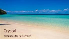  Presentation with green lagoon - Beautiful presentation theme featuring blue green waves - lagoon landscape idyllic scene backdrop and a lemonade colored foreground