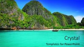  Presentation with maya bay - Presentation theme having blue green waves - maya bay background and a cyan colored foreground