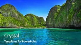  Presentation with maya bay - Presentation theme having blue green waves - maya bay background and a ocean colored foreground