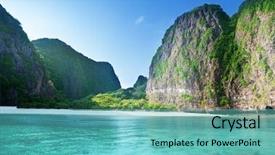  Presentation with maya bay - Amazing PPT theme having blue green waves - morning time at maya bay backdrop and a teal colored foreground