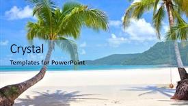  Presentation with palm beach - PPT layouts with blue green waves - palm trees on empty sunny background and a light blue colored foreground