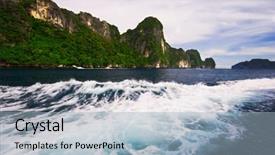  Presentation with defining our way - Colorful PPT theme enhanced with blue green waves - tropical sea andaman sea backdrop and a light blue colored foreground