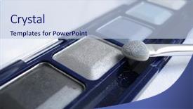  Presentation with brush - Beautiful presentation featuring blue grey - set of eyeshadows and applicator backdrop and a light blue colored foreground