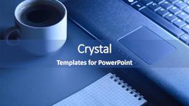  Presentation with pen laptop coffee cup clips - Cool new presentation theme with blue grey - working at night laptop backdrop and a  colored foreground