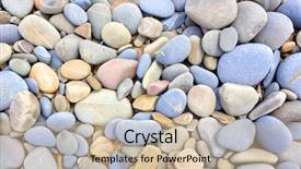  Presentation with blue orange white - Slide set with blue grey and orange stones with white lines background and a soft green colored foreground