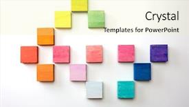  Presentation with tiles - Slide set consisting of blue grey orange - colored wooden tiles background and a blonde colored foreground