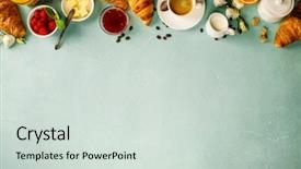  Presentation with breakfast - Beautiful PPT layouts featuring blue grey orange - continental breakfast captured from above backdrop and a soft green colored foreground