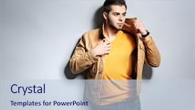  Presentation with blue orange - Colorful PPT theme enhanced with blue grey orange - portrait of young man backdrop and a lemonade colored foreground