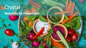  Presentation with veggie - PPT layouts enhanced with blue grey orange - veggie crudite platter with three background and a teal colored foreground