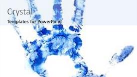  Presentation with hand print - Beautiful presentation theme featuring blue hand print on white isolated backdrop and a light blue colored foreground