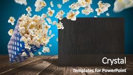  Presentation with explosion - Cool new slides with blue hd - popcorn explosion on old wooden backdrop and a tawny brown colored foreground