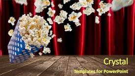  Presentation with explosion - Amazing presentation having blue hd - popcorn explosion on old wooden backdrop and a tawny brown colored foreground
