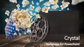  Presentation with explosion - Slide deck enhanced with blue hd - popcorn explosion on old wooden background and a tawny brown colored foreground