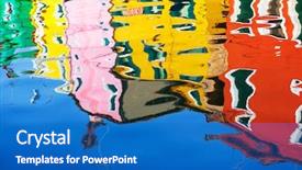  Presentation with canal - Presentation design consisting of blue hd - reflection of a colorful houses background and a teal colored foreground